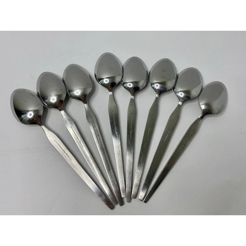 Stanley Roberts RAVENNA Soup Spoons Stainless SRI Flatware Lot Of 8